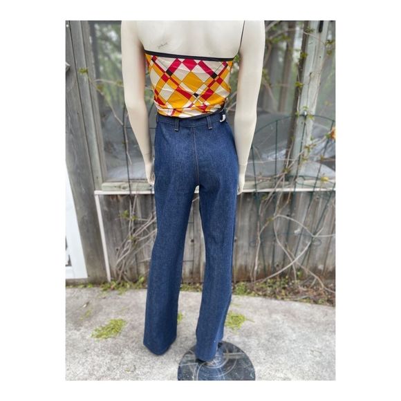 70s Wrangler High Waist Denim Jeans Pleat front Straight leg Dark Wash NWT 30x34 - Picture 7 of 16